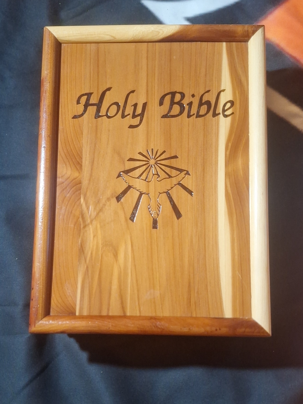 Wooden 'Holy Bible' Keepsake Box - Natural Wood